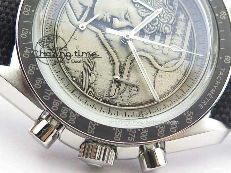 0701 Speedmaster JHF SS ‘Work on the Moon’ Gray Dial On Black Nylon Strap WaterResistant 8207